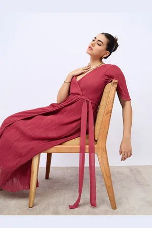 Styli Flared Sleeve Pleated Maxi Dress