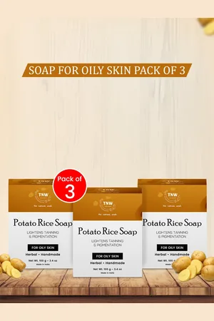 TNW the natural wash Set of 3 Handmade Potato Rice Soap for Oily Skin - 100 g each