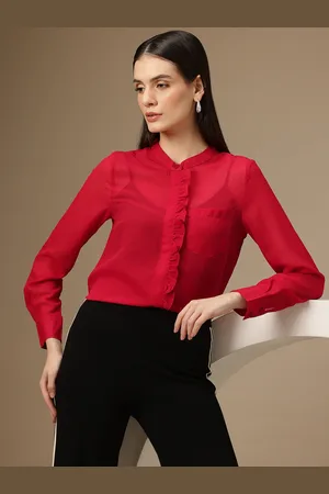 Chemistry Sheer Ruffled Shirt Style Top