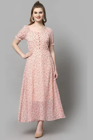 BAESD Women Floral Printed Georgette Fit & Flare Midi Dress