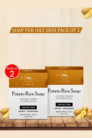 TNW the natural wash Set of 2 Handmade Potato Rice Soap for Oily Skin - 100 g each