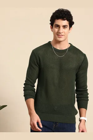 Mast & Harbour Men Open Knit Acrylic Pullover