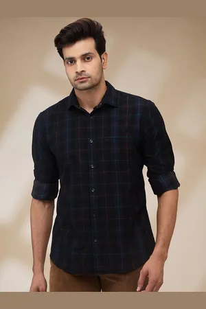 Park Avenue Men Spread Collar Tartan Checked Cotton Slim Fit Casual Shirt