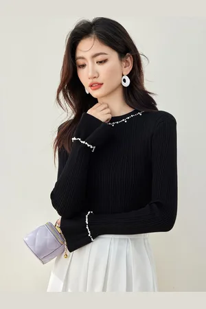 JC Collection Women Ribbed Boat Neck Long Sleeves Pullover Sweaters