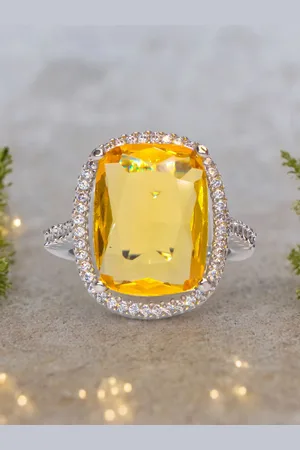 Manikya Jewellery Rhodium-Plated Cubic Zirconia-Studded Adjustable Finger Ring