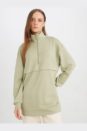 DeFacto Women Mock Collar Pullover Sweatshirt
