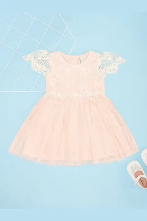 Pantaloons Girls Self Design Cotton Fit & Flare Knee Length Dress