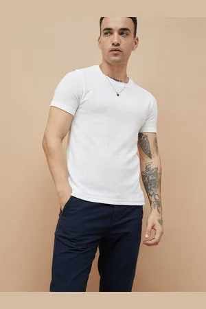 Lifestyle Men Solid Round Neck Cotton Slim Fit T-shirt