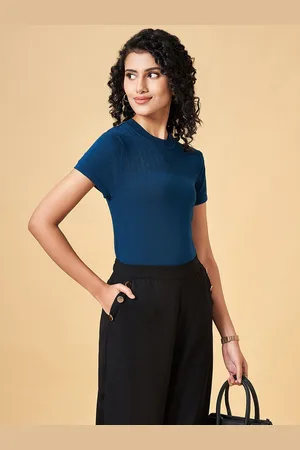 Pantaloons Women Self Design Round Neck Top