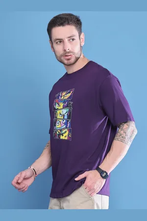 DOOR74 Men Printed Drop-Shoulder Sleeves T-shirt