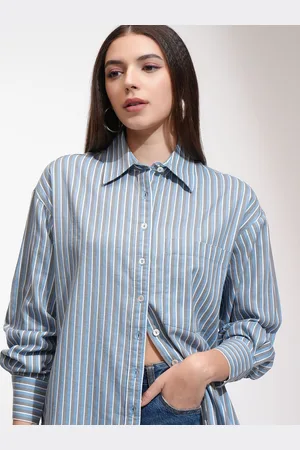 Tokyo Talkies Women Mui Striped Oversized Buttondown Overshirt