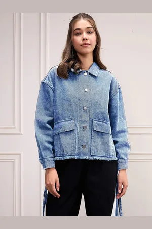 Sassafras Women Denim Jacket with Patchwork