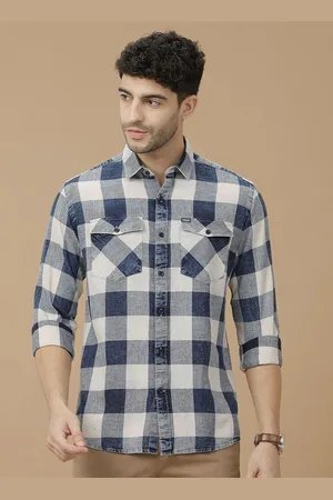 Linen Club Men Contemporary Slim Fit Buffalo Checks Opaque Checked Casual Shirt