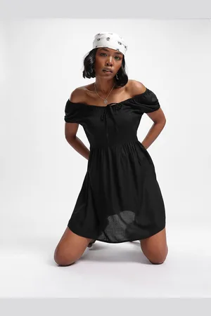 DressBerry Luxury Cascade Off-Shoulder Mini A-line Dress