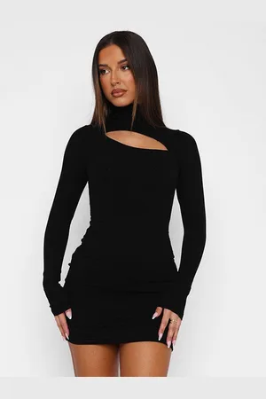 DressBerry Women Mock Neck Cut-Outs Bodycon Mini Dress