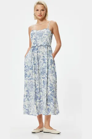 Koton Women Floral Printed Fit & Flare Sleeveless Midi Dress