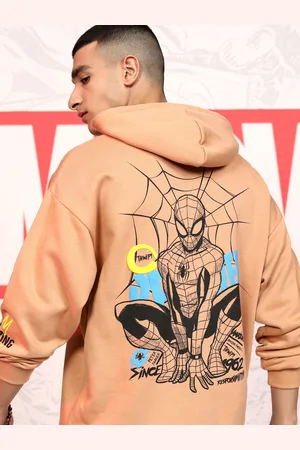 Highlander Marvel Spider Man Printed Hooded Drop Shoulder Oversized Pullover Sweatshirt