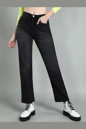 Guti Women Straight Fit High-Rise Light Fade Stretchable Jeans