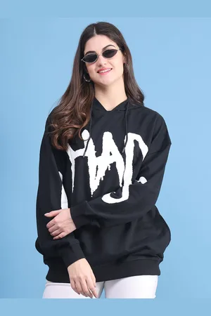 DOOR74 Women Printed Hooded Pullover Sweatshirt