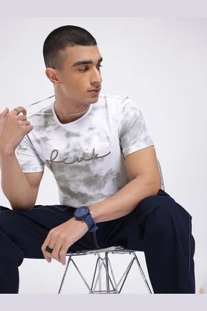 French Connection Brand Logo Embroidered Tie-Dyed T-shirt