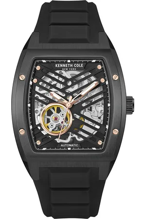Kenneth Cole Men Embellished Dial & Leather Bracelet Style Straps Analogue Automatic Watch KCWGZ0046103MN