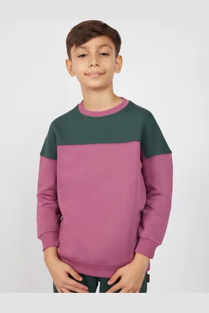 Bombay High Boys Colourblocked Ribbed Cotton Pullover Sweatshirt