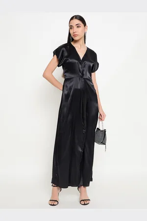 Imfashini Women Kimono Sleeve Satin A-Line Midi Dress