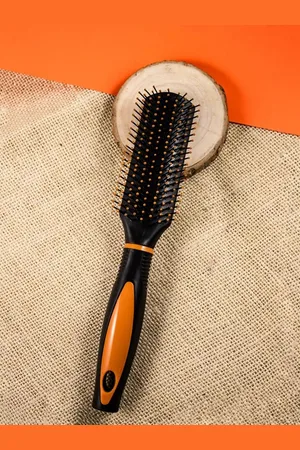 Jewelz Flat Hair Brush for Effortless Detangling & Smoothening Comb - Black
