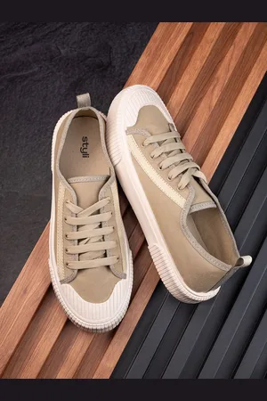 Styli Men Tape Detail Canvas Lace Up Sneakers