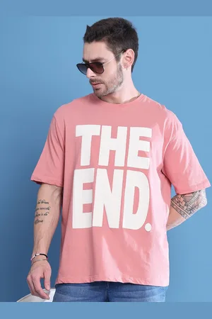 DOOR74 Men Typography Printed Drop-Shoulder Sleeves T-shirt