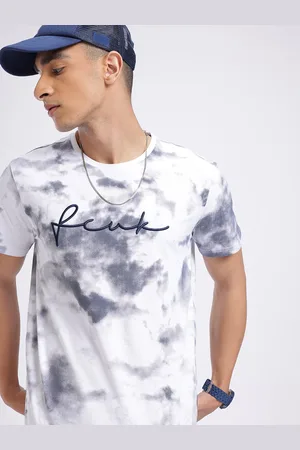 French Connection Brand Logo Embroidered Tie-Dyed T-shirt