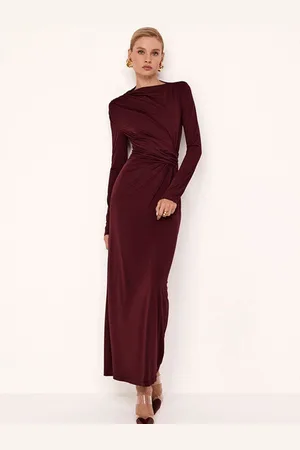 DressBerry Women Long Sleeves Wrap Maxi Dress