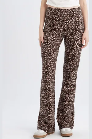 DeFacto Women Animal Printed Mid-Rise Bootcut Trousers
