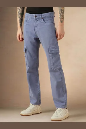 Dennis Lingo Men Relaxed Fit Mid-Rise Clean Look Cotton Cargo Jeans
