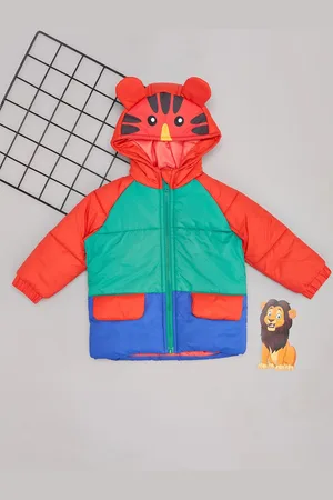 Pantaloons Boys Longline Puffer Jacket with Patchwork