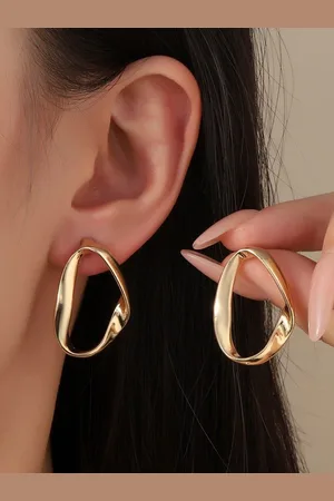 Salty Gold-Plated Oval Drop Earrings