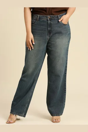 High Star Women Plus Size Comfort Straight Fit Mid-Rise Heavy Fade Jeans