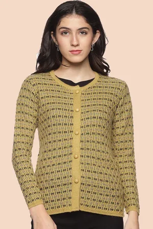 CLAPTON Women Cable Knit Woollen Cardigan