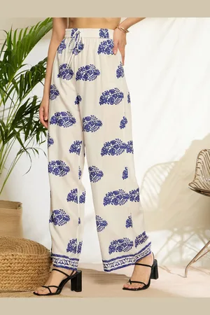 Berrylush Women Floral Printed High-Rise Trousers