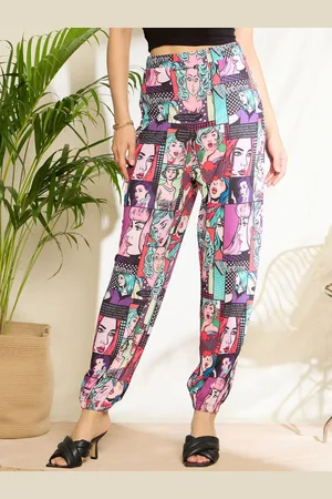 Berrylush Women Floral Printed High-Rise Trousers