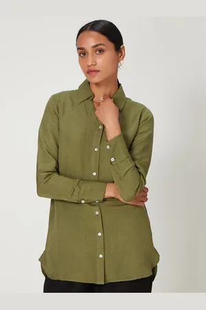Ancestry Women Spread Collar Solid Formal Shirt