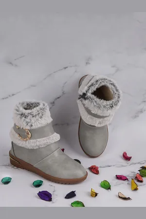 BAESD Girls Embellished Faux Fur Regular Boots