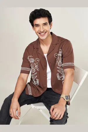 PEOPLE Men Opaque Printed Party Shirt