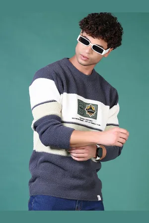 V-Mart Men Striped Round Neck Pullover Sweater