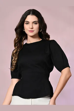 all about you Women Round Neck Cinched Waist Top