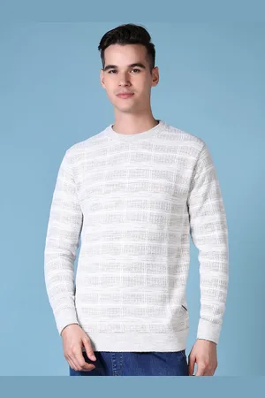 V-Mart Men Cable Knit Cotton Round Neck Long Sleeves Pullover Sweaters