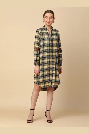 Chemistry Checked Cotton Shirt Dress