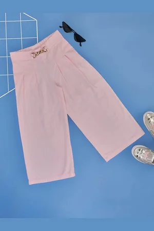 Pantaloons Girls Solid Embroidered Straight Fit Trousers