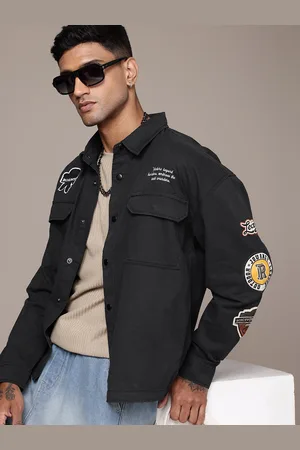 Roadster The Life Co. Relaxed Fit Applique Detailing Pure Cotton Tailored Jacket