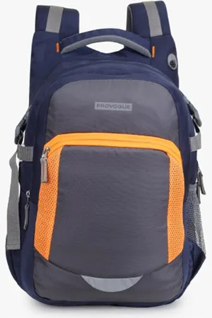 Provogue Unisex Grey & Orange Contrast Detail Backpack with Earphone Gate